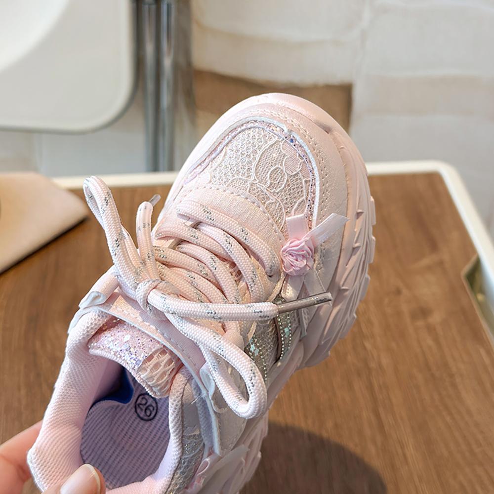 PU Leather Sport Shoes For Girls Korean Style Trend Fashion Kid's Sneakers Lightweight Anti-slippery Children's Running Shoes