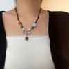 Keramikperle Wassertropfen Anhänger Choker Verstellbare Größe Böhmisches Halsband Damen