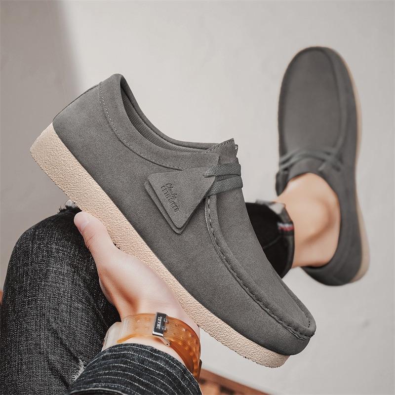 Fashion Suede Loafers Shoes For Men Grey Casual Shoes Men Platform Slip-on Men's Driving Shoes Lightweight Versatile Mens Shoes