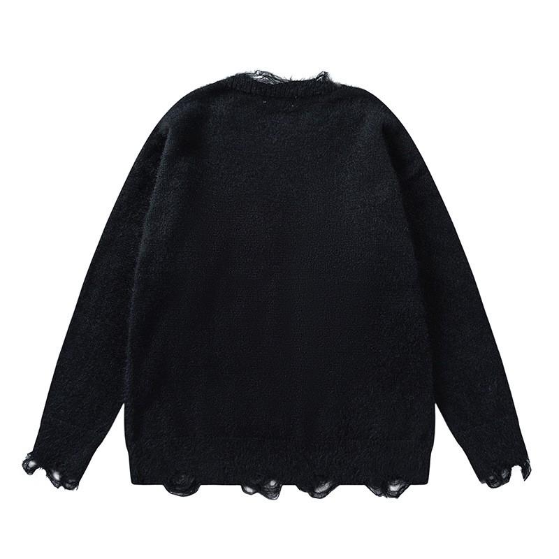 Pull Jacquard Chat Vintage Style Collège Unisexe Hiver Chaud Coupe Ample Pullover Jeune