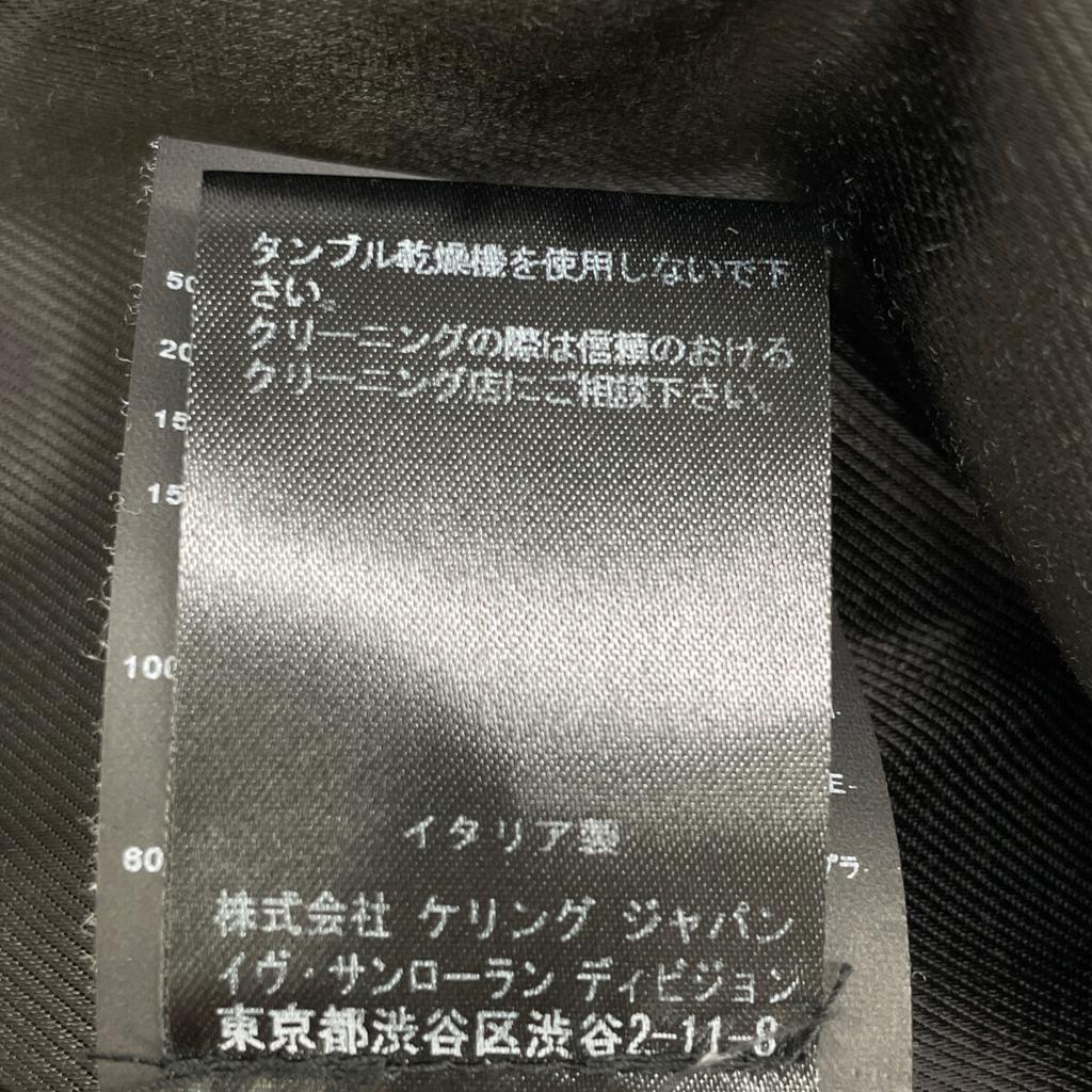 Saint Laurent Paris 2015 Houndstooth Soutien Collar Coat 402944 Coat 34 Black X whiteUsed