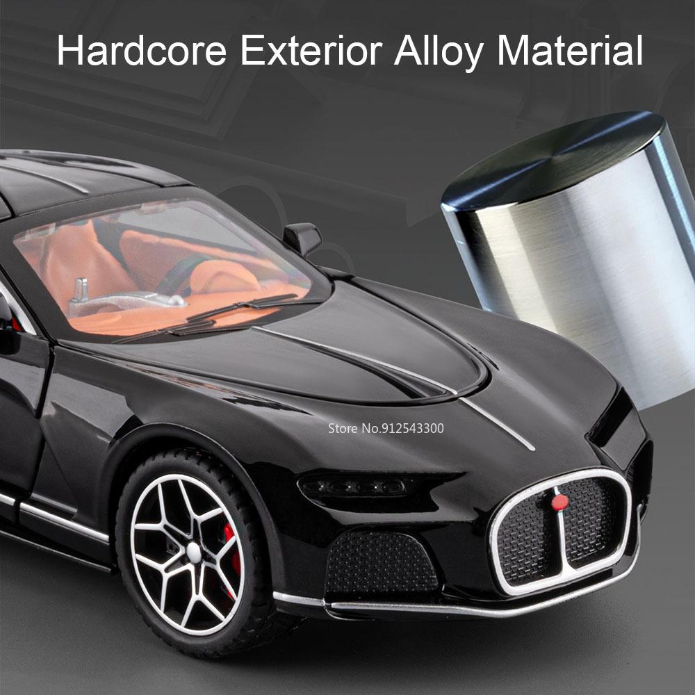 1:32 Scale Atlantic Tourbillon Car Model Toy Metal Body Wheel Steering Shock Absorption Supercar Models for Kids Presents