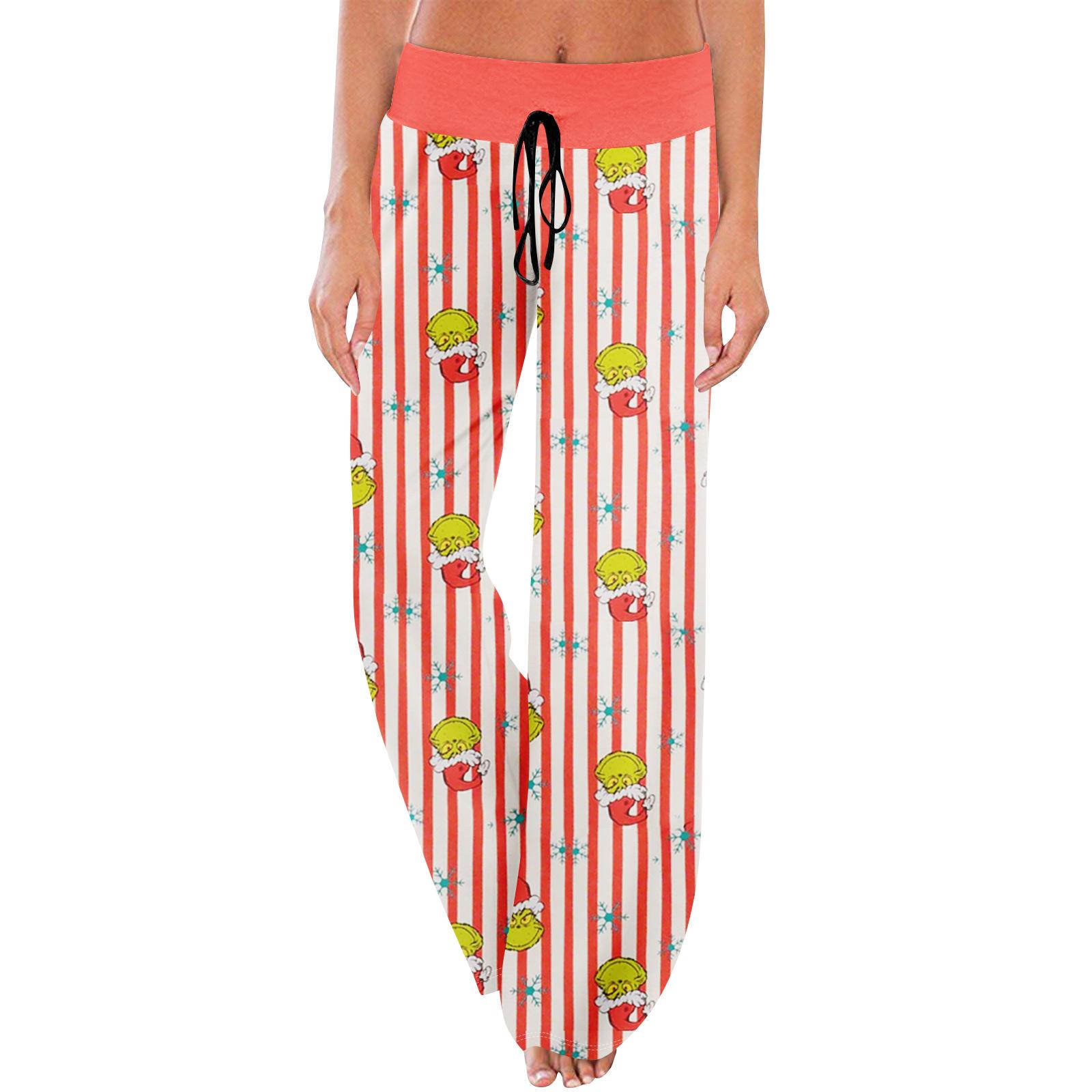 

Anime Pajama Pants Sleepwear Casual Drawstring Elastic Waist Pants Comfy Straight Yoga Loose Trousers S