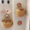 Imitation Rattan Woven Ginger And Garlic Egg Wall Hanging Storage Basket Bathroom Wall Hanging Basket