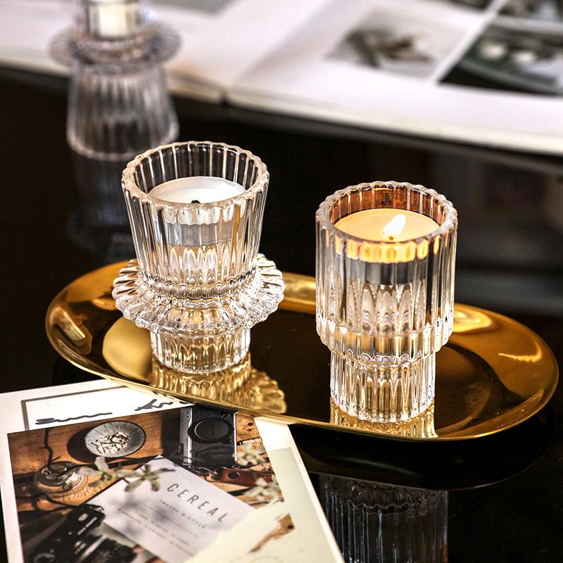 Elegant Glass Candlestick Holder for Table Decoration