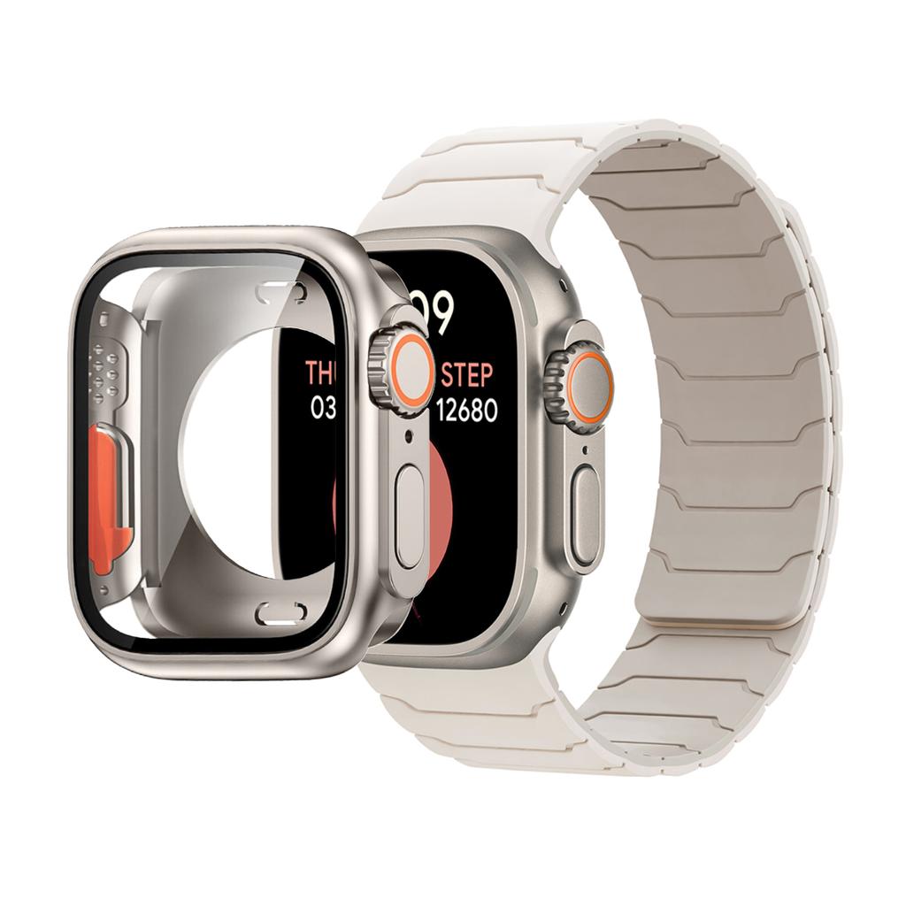 Fodral+Armband För Apple Watch Band 45mm 44 41 42 40mm Silikonarmband för Iwatch Serie 3 4 5 6 Se 7 8 9 10 Byt till Ultra Case
