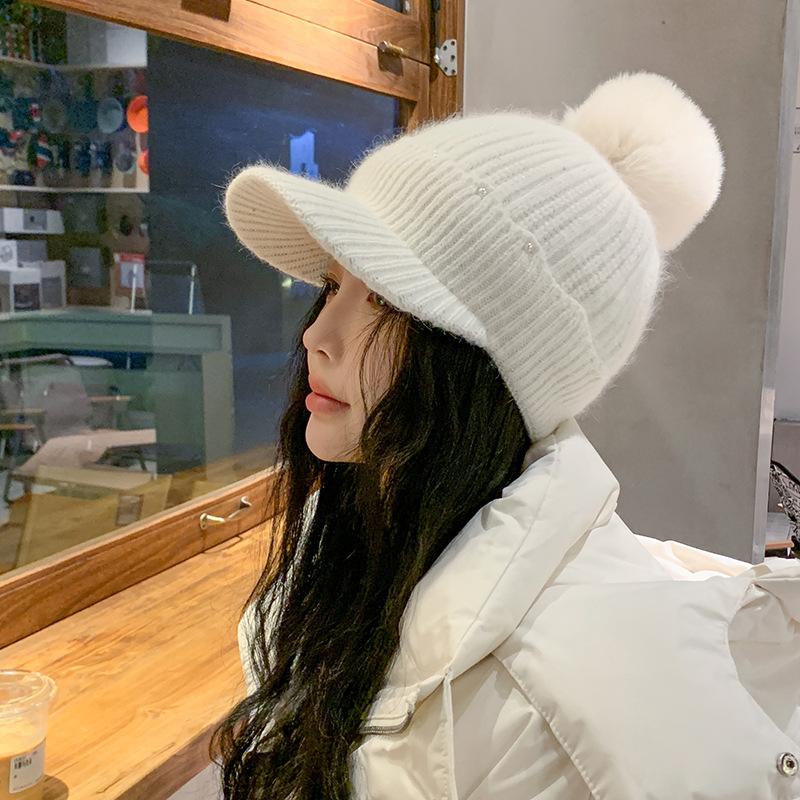 Women's Knitted Hat Warm Ear Protection Autumn and Winter Solid Color New Knitted Hat