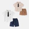 Boys Shirt and Pants Set Short Sleeve Collared Casual Two Piece Summer Outfit Fashion Clothing for Toddler and Kids