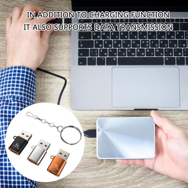 USB till USB C-adapter Typ C hona till USB A hane Omvandlare för Klocka, Telefon, Smartphone 120W Laddning 6Gbps Dataöverföring