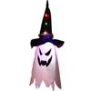 1PC Halloween Witch Hat Hanging Light Ghost Wizard Hat Shaped LED Ghost Lamp BatteryPowered