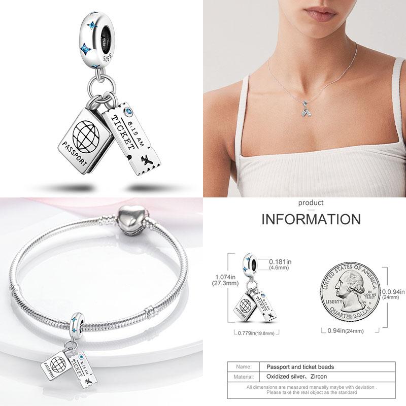 Charm Copper Travel Airplane Earth Beads Pendant Fit Original Bracelet Diy Fine Jewelry Charms