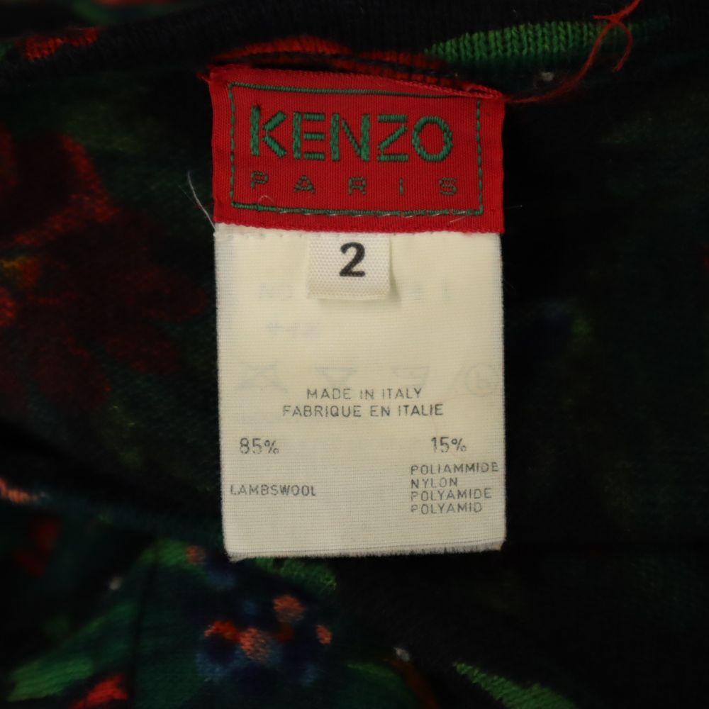KENZO made in Italy Floral Long sleeve wool blend sweater 2 Black knit Women Used