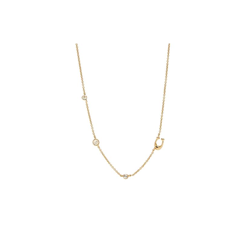 COACH Fine Jewelry Fine Letter Zircon Brass Plated Precious Metal Glass Necklace Women s Gold