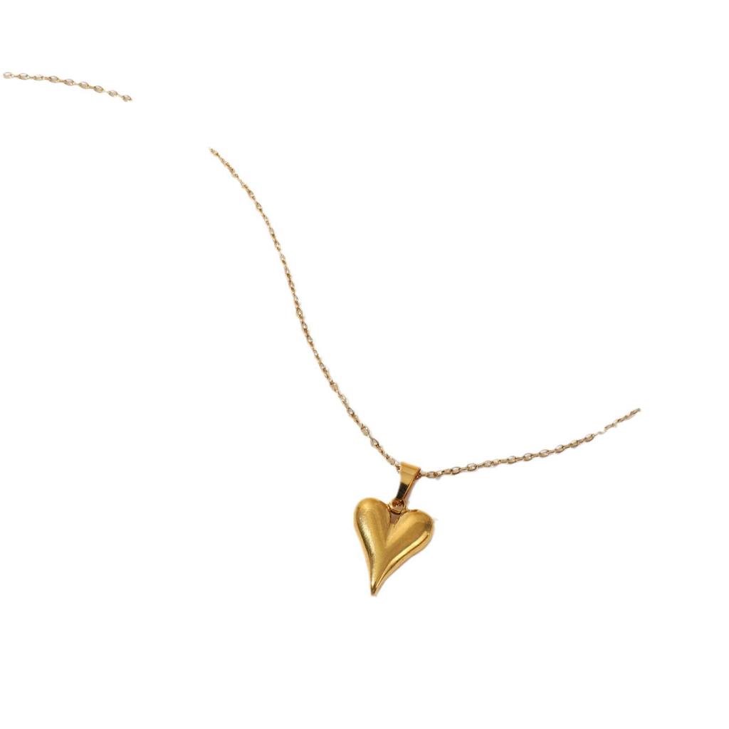 18K Gold-Plated Stainless Steel Heart Pendant Necklace