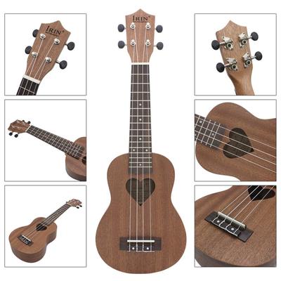 21-Zoll-Sapele-Ukulele, hawaiianische kleine Gitarre, 4-saitige Ukulele, herzförmiges Schallloch-Musical
