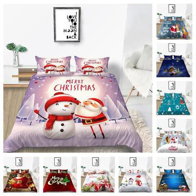 3D Bedding Set New Bedspread 3D Christmas Decoration Family Bedroom Single Bed Double Bed Full Size Quilt and Pillowcase Microfiber