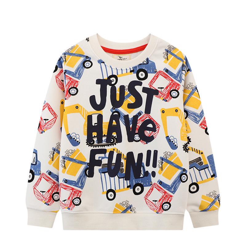 2026 Spring Boys  Excavator Knit Sweatshirt - European/American Style, Round Neck, Long-Sleeved 2T (Height 80-90cm)