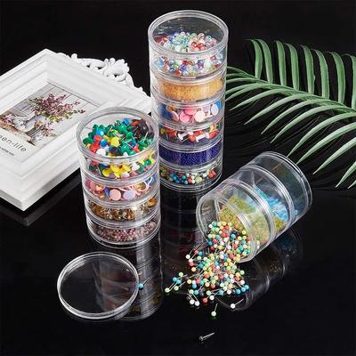 5 Layer Stackable Bead Containers Small Item Plastic Round Clear Storage Jar Box Bead Storage Jars for Diamond Drills Seed Beads