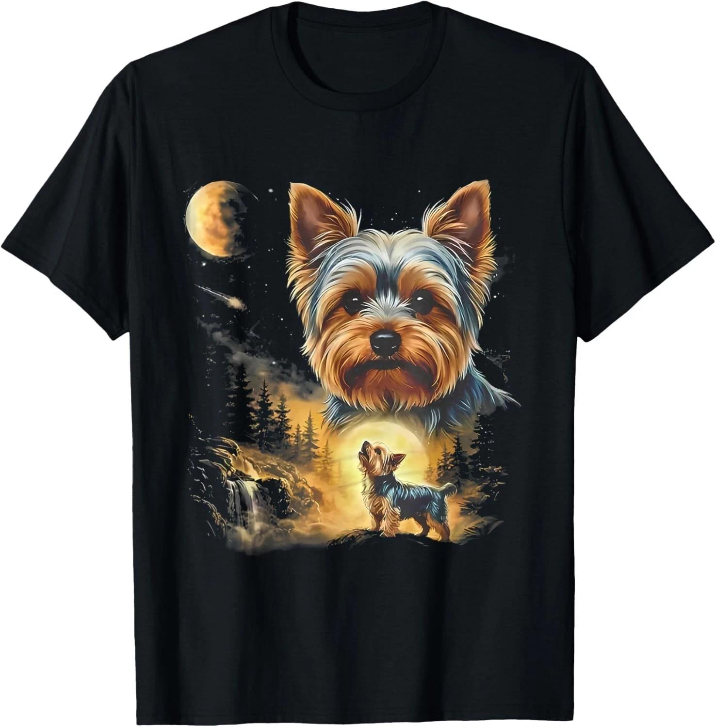 Yorkie Howling to The Moon Vintage T-Shirt unisex T-Shirt XL
