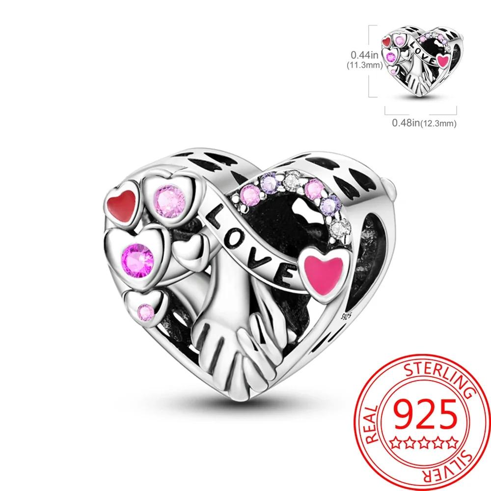 925 Silver Romantic Love Story Charm Pendant for DIY Bracelet Couple Engagement Jewelry Gifts for Her