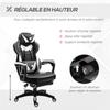 Ergonomic Gaming Chair Comfortable Office Chair With Footrest Headrest And Lumbar Cushion Adjustable Height Black And
