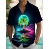 Men's Tree Hawaiian Shirts Fashion Tropical Beach Short-sleeved Summer Shirt Men Button Casual Vacation Blouses