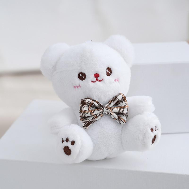 Cute Fluffy Plush Bear And White Rabbit Keychain Soft Stuffed Animal Bag Charm