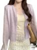 Romantic Light Purple Openwork Knit Cardigan - Women's Petite Spring Outerwear, New Korean Gentle Style