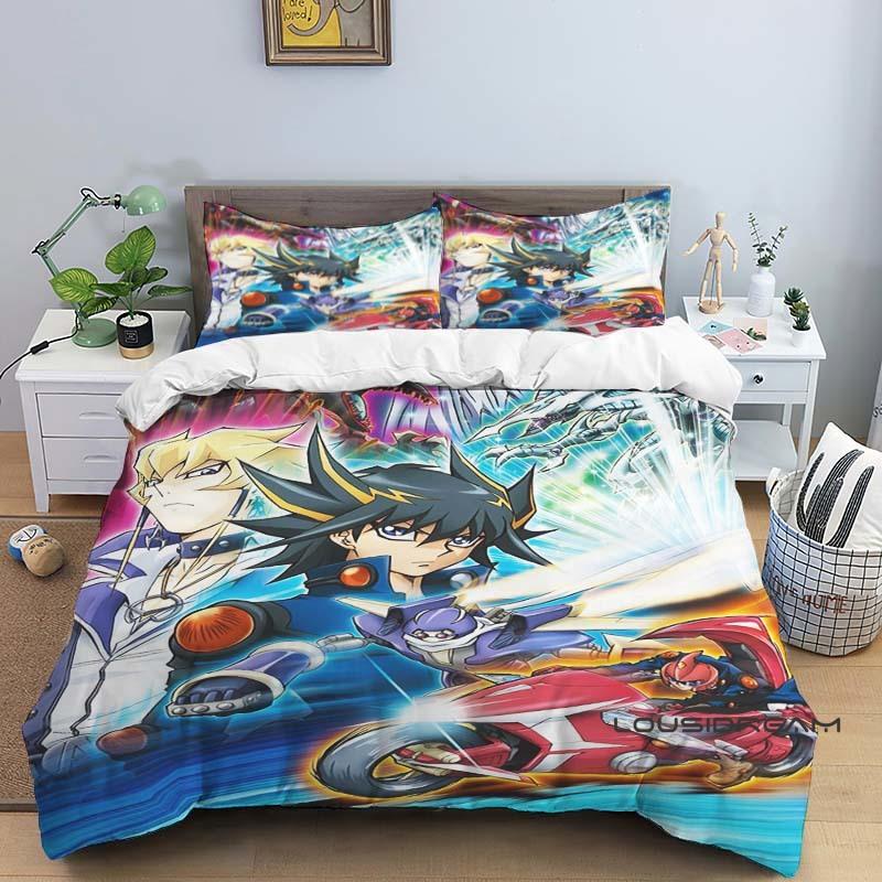 This three-piece cartoon-print (Yu-Gi-Oh!) bedding set—including one duvet cover and two pillowcases—makes for the perfect holid