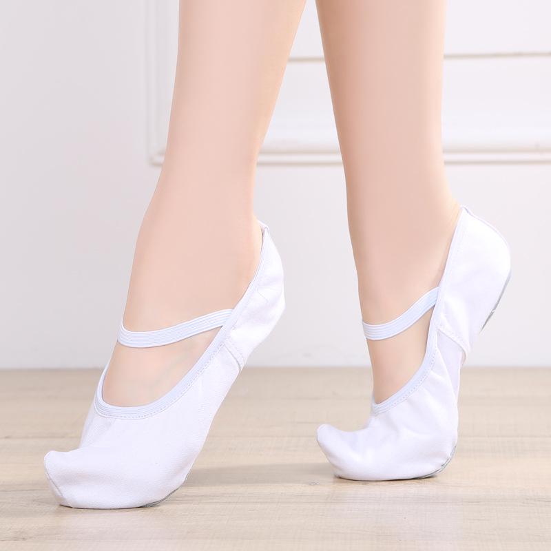 White Soft Sole Korean Hook Dance Shoes for Ethnic Performances - Flat Heel Practice Shoes