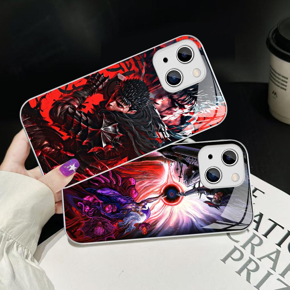 Anime Berserk Phone Case For IPhone 14 13 12 Mini 11 Pro XS Max X XR 14 Plus Tempered Glass Cover