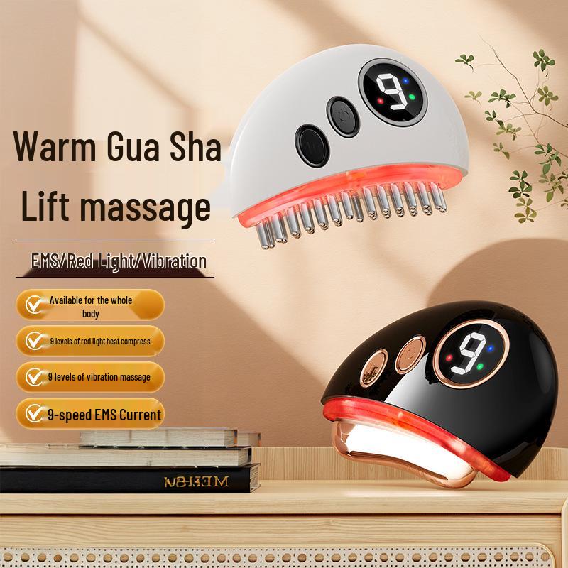 Electric Bianstone Gua Sha Board with Red Light for Facial Massage and Lifting