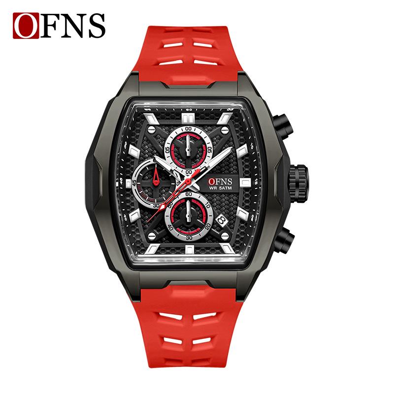 Oufanni Sportive Quartz Chronograph: Stylish Tonneau Men's Watch for Students with Multifunctional Design