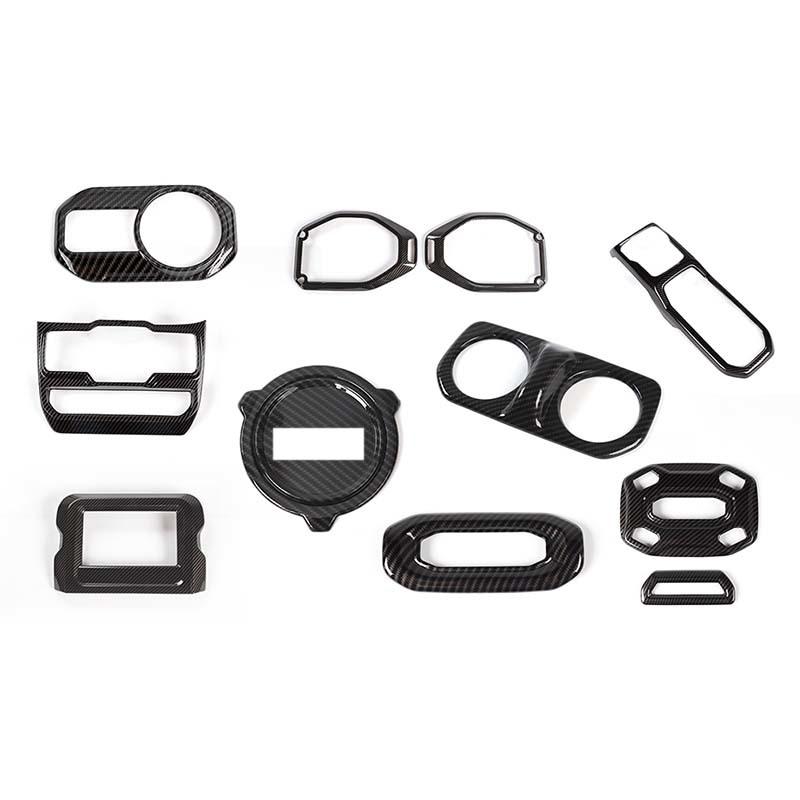 

ABS Автомобильный руль, центральная панель переключения передач, переключатель фар, декоративная крышка для Jeep Wrangler JL 2018 Up для JT Gladiator, аксессуары для интерьера углеродного волокна черного