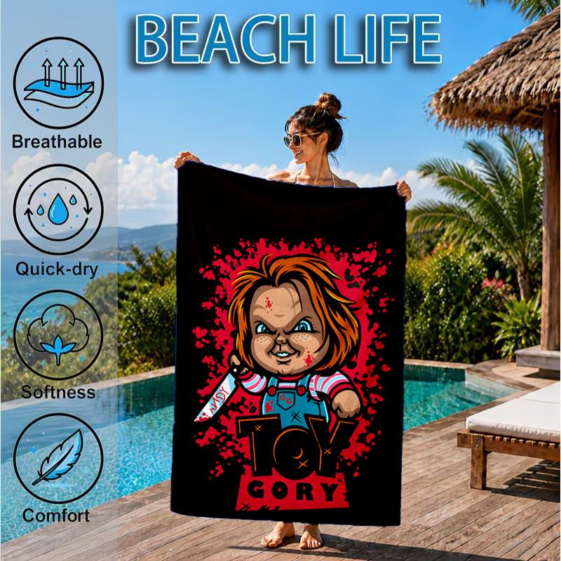 Chucky's Halloween Horror Beach Towel, Microfiber Beach Towel, Perfect For Pool, Beach, Travel, Home Decor Beach Party Fan gifts