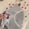 Milk Blue Japanese Sweet Strawberry Cute Underwear for Girls Pure Cotton Mid Waist Antibacterial Student Shorts Breathable Triangle Toe