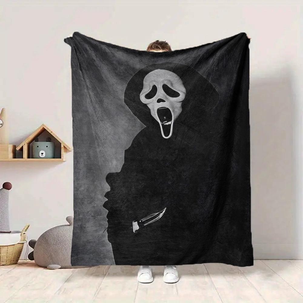 1pc Ghostface Mask Blanket Lightweight Flannel Blanket Throw Blanket For Sofa, Bed, Travel, Camping, Livingroom, Office, Couch