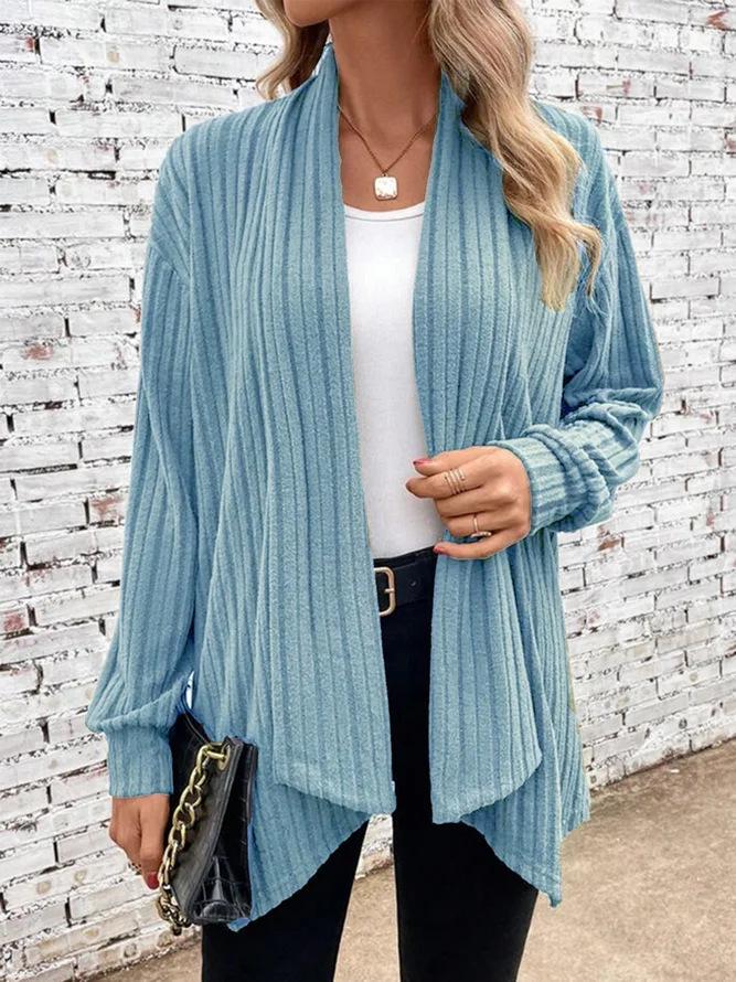 2026 Women's Solid Color Long Sleeve Loose Cardigan Jacket for Autumn and Winter