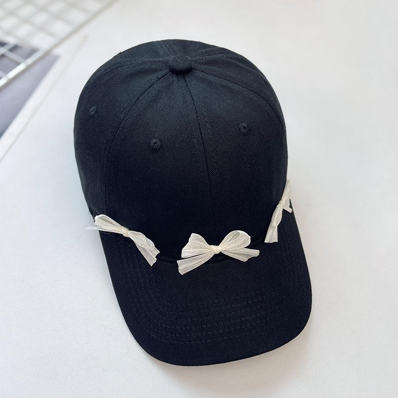 Bow Baseball Cap Female Sweet Versatile Wide Brim Sunscreen Peaked Cap Show Face Student Sun Hat