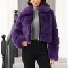Women's Fashionable Warm Long Sleeve  Solid Color Furry Collar Coat