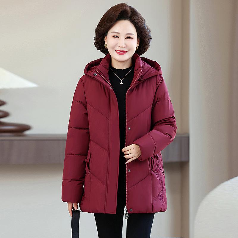 Middle-aged mother winter hooded cotton-padded jacket warm cotton-padded jacket winter clothing foreign style middle-aged and elderly thickened