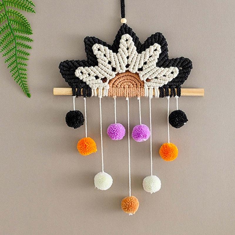 Macrame Wall Ornament Rainbow Tapestry Boho Wall Hanging Decor Wall Art Decorations for Living Room Bedroom 9.84x13Inch
