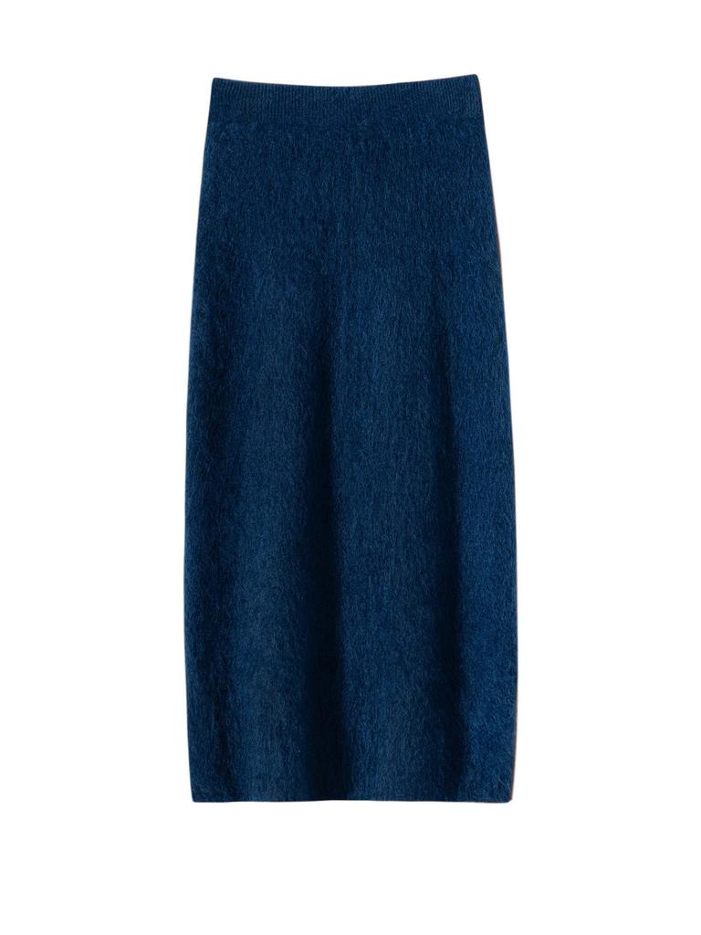Women's High-Waisted Cashmere Knit Skirt - Autumn/Winter Hip-Hugging, Warm and Brushed