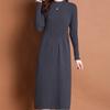 Solid-color Sweater Dress for Women's Autumn and Winter Casual Half Turtleneck Sweater A-line Dress