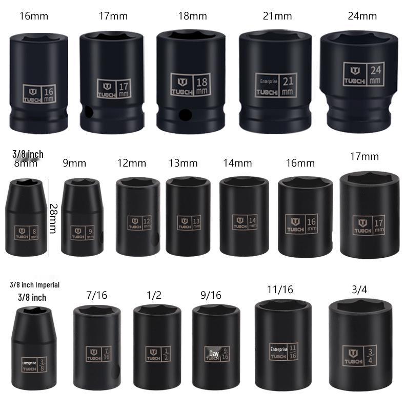 37-Piece Imperial & Metric Hex Socket Set for Air & Electric Wrenches