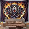 "Fiery Three-Headed Wolf Design" Pattern Wall Hanging Tapestry Decorative Tapestry Home Decor for Bedroom and Living Room