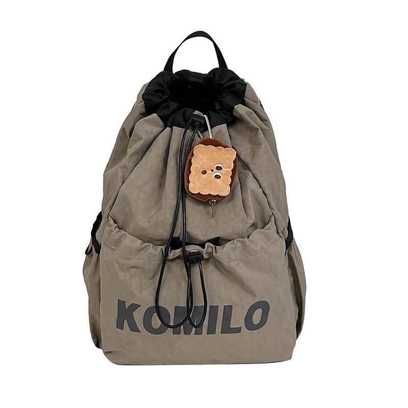 New outdoor sports drawstring backpack men s and women s bundle mountaineering bag Japanese light leisure college student schoolbag Large without pendant хаки