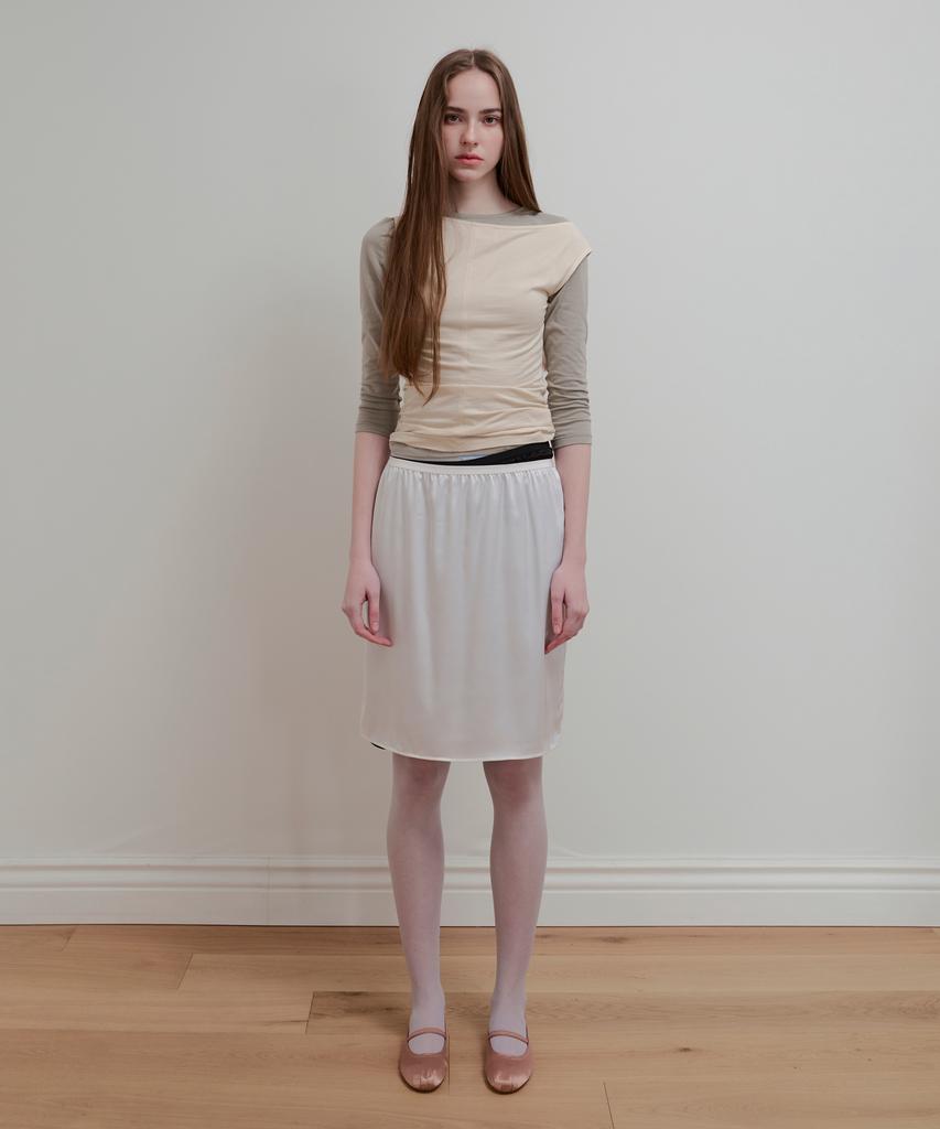 Aobteu Frill Lace Layered Skirt - White