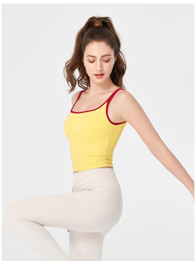 NULS Kryddig Tjej Färgblock Sportlinne med Fast Kupa för Kvinnor