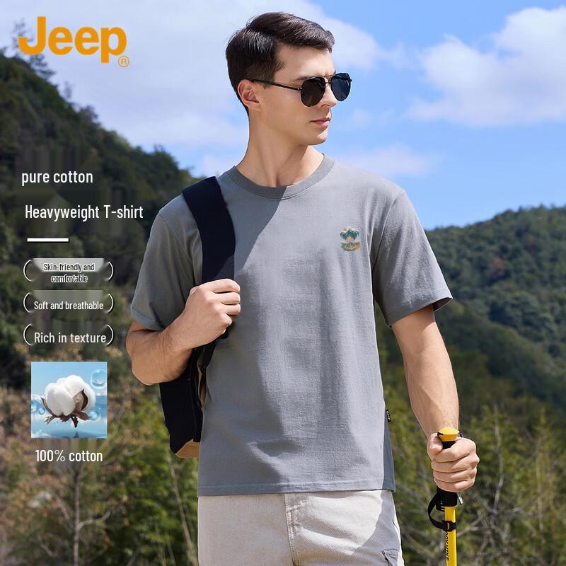 JEEP Men s Loose Fit Breathable Cotton T-Shirt 4XL
